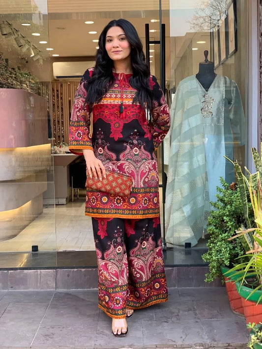 Ruby Noir Paisley Printed Co-Ord Set
