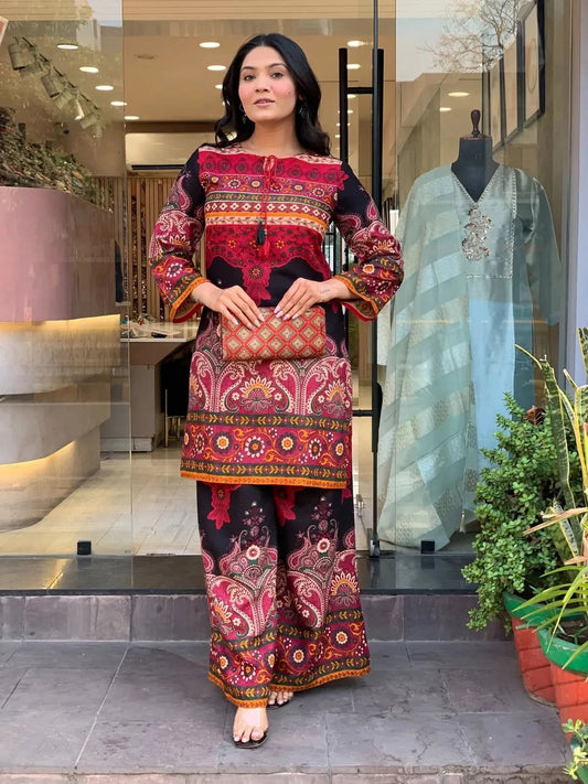 Ruby Noir Paisley Printed Co-Ord Set